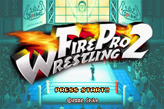Fire Pro Wrestling 2 title screen for GameBoy Advance